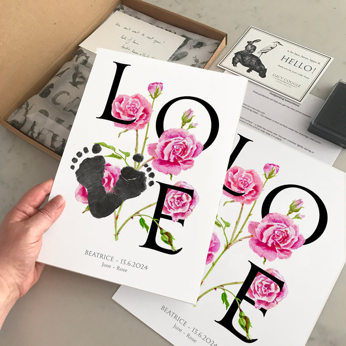 une birth month flower Rose footprint kit unboxed