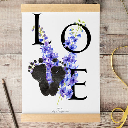 July birth month flower Delphinium footprint kit framed